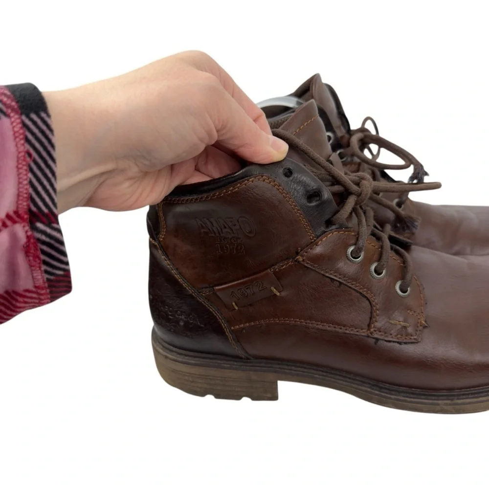 AMAPO Men Oxford Boots Buckle Dress Lace Up Boots Lace-Up Side Zip SZ 11
